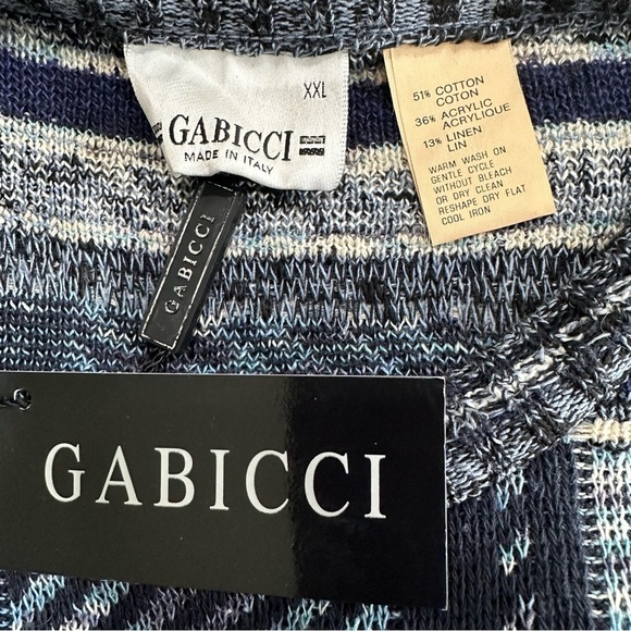Gabicci Pullover Crewneck Sweater Blue White XXL Quiet Luxury Made In Italy NWT - Picture 2 of 6